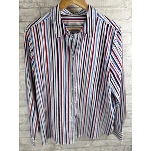 Foxcroft Appleseed's Wrinkle Free Striped‎ Button Up Top Cotton Blend 18 Shaped